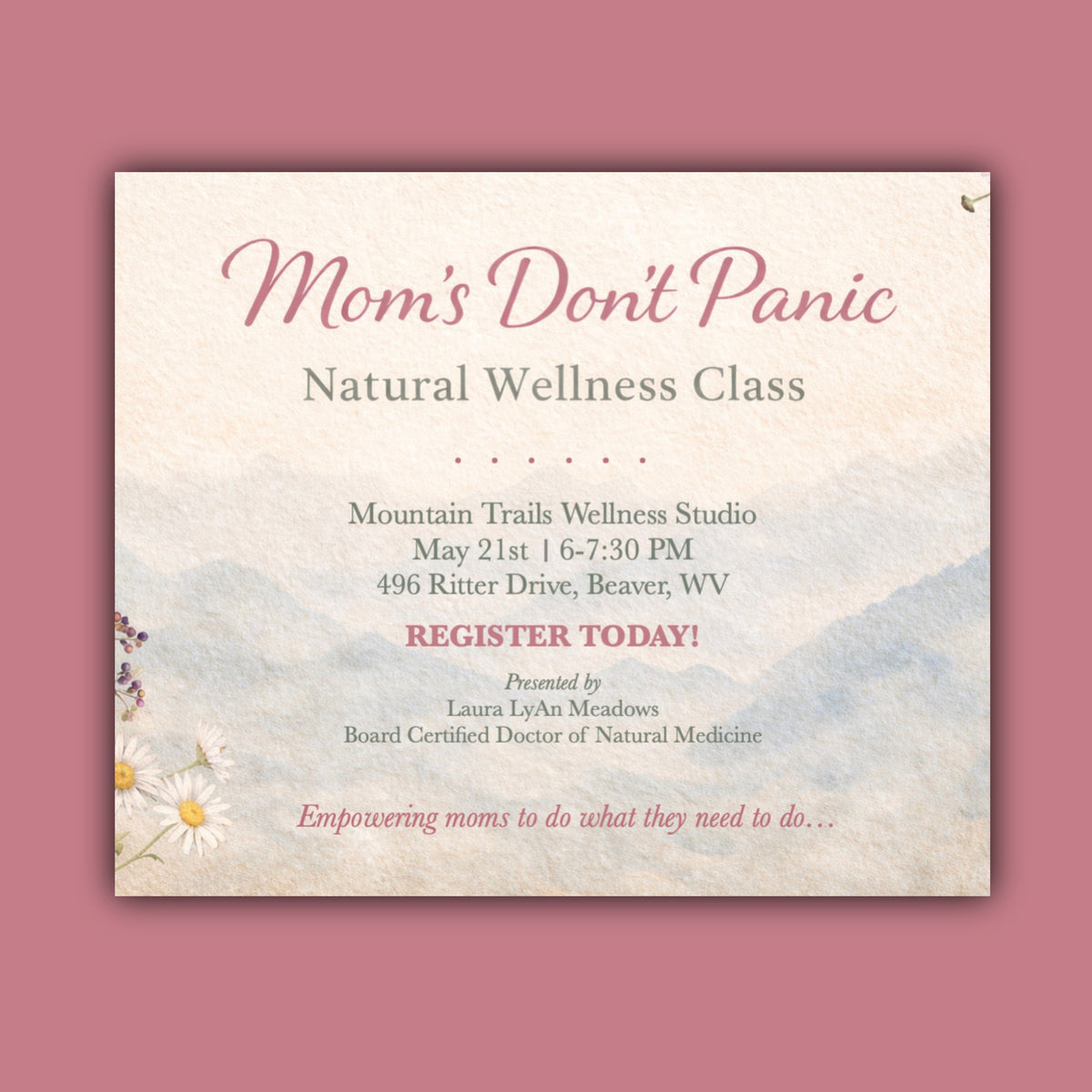 Mom's Don't Panic - Natural Wellness Class